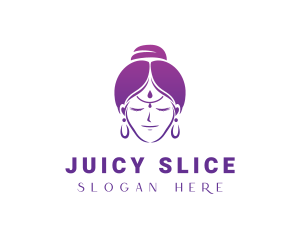 Indian Woman Meditation logo design