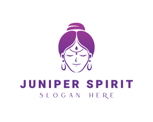 Indian Woman Meditation logo design