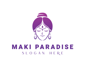 Indian Woman Meditation logo design