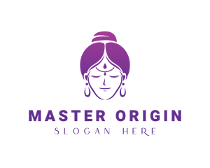 Indian Woman Meditation logo design