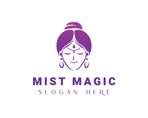 Indian Woman Meditation logo design