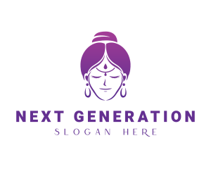 Indian Woman Meditation logo design