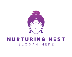 Indian Woman Meditation logo design