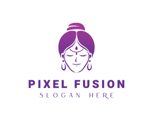 Indian Woman Meditation logo design