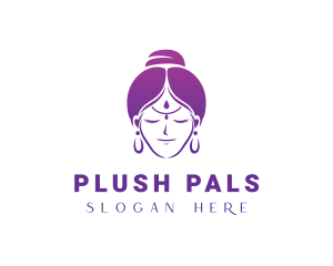 Indian Woman Meditation logo design