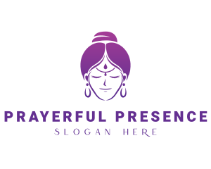 Indian Woman Meditation logo design