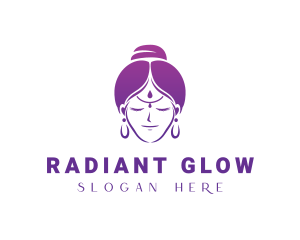 Indian Woman Meditation logo design