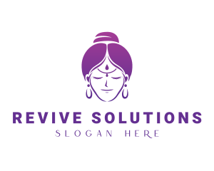 Indian Woman Meditation logo design