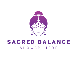 Indian Woman Meditation logo design