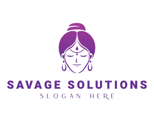 Indian Woman Meditation logo design