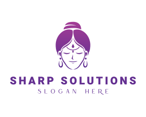 Indian Woman Meditation logo design