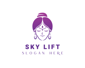 Indian Woman Meditation logo design