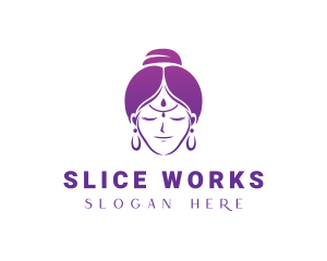 Indian Woman Meditation logo design