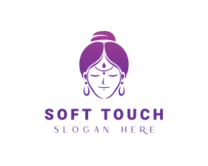 Indian Woman Meditation logo design