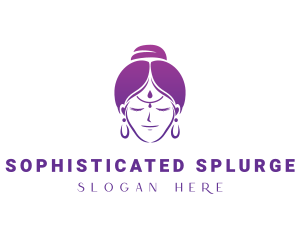 Indian Woman Meditation logo design