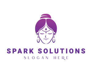 Indian Woman Meditation logo design