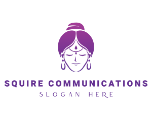 Indian Woman Meditation logo design