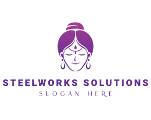 Indian Woman Meditation logo design