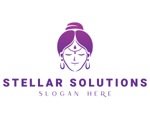 Indian Woman Meditation logo design