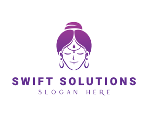 Indian Woman Meditation logo design