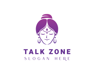 Indian Woman Meditation logo design