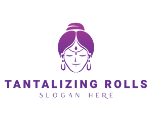 Indian Woman Meditation logo design