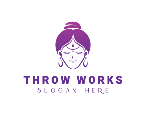 Indian Woman Meditation logo design