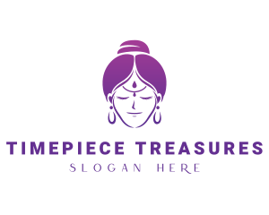 Indian Woman Meditation logo design