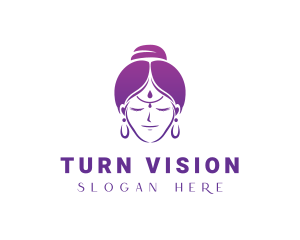 Indian Woman Meditation logo design