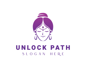 Indian Woman Meditation logo design