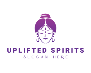 Indian Woman Meditation logo design