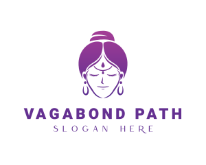 Indian Woman Meditation logo design