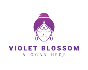 Indian Woman Meditation logo design