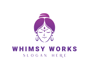 Indian Woman Meditation logo design