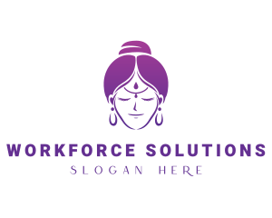 Indian Woman Meditation logo design