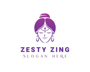 Indian Woman Meditation logo design