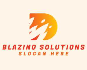 Blazing Fire Letter D logo