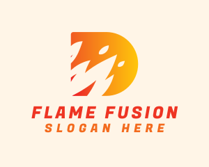 Blazing Fire Letter D logo