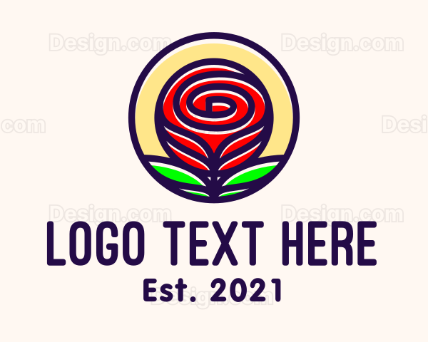 Red Rose Flower Logo