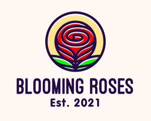 Red Rose Flower logo design