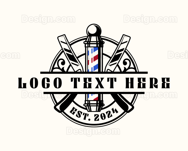 Barber Pole Razor Logo