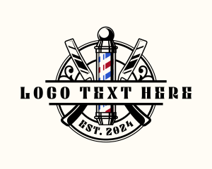 Barber Pole Razor Logo