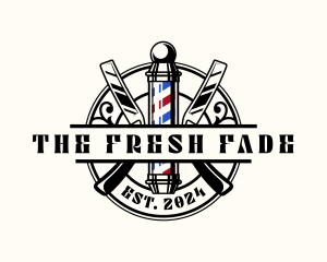 Barber Pole Razor logo design