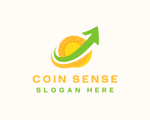 Money Coin Arrow logo design