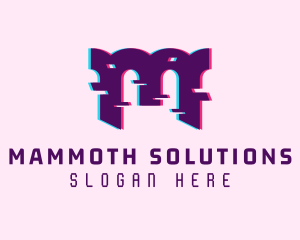 Purple Glitch Letter M logo design