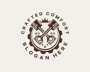 Engine Crown Cogwheel logo design