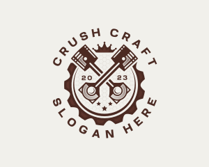 Engine Crown Cogwheel logo design