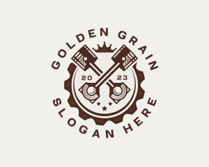 Engine Crown Cogwheel logo design