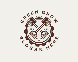 Engine Crown Cogwheel logo design