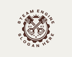 Engine Crown Cogwheel logo design